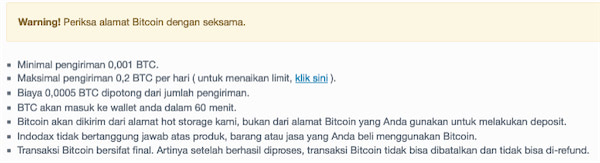 peraturan biaya pengiriman Bitcoin