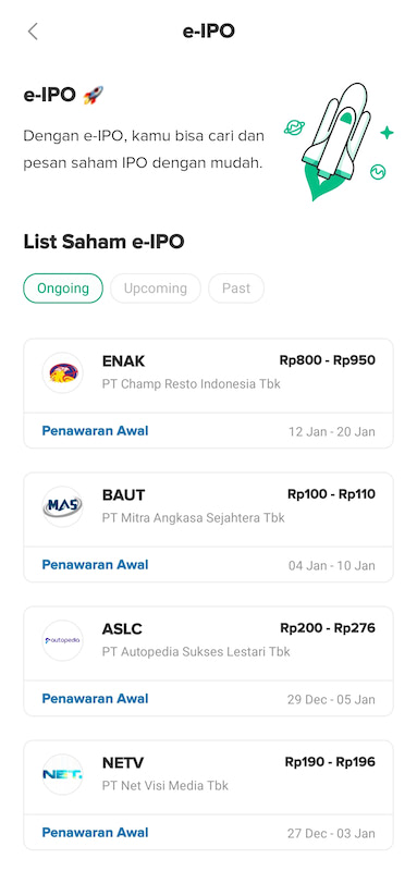 Daftar e-IPO yang bisa dibeli